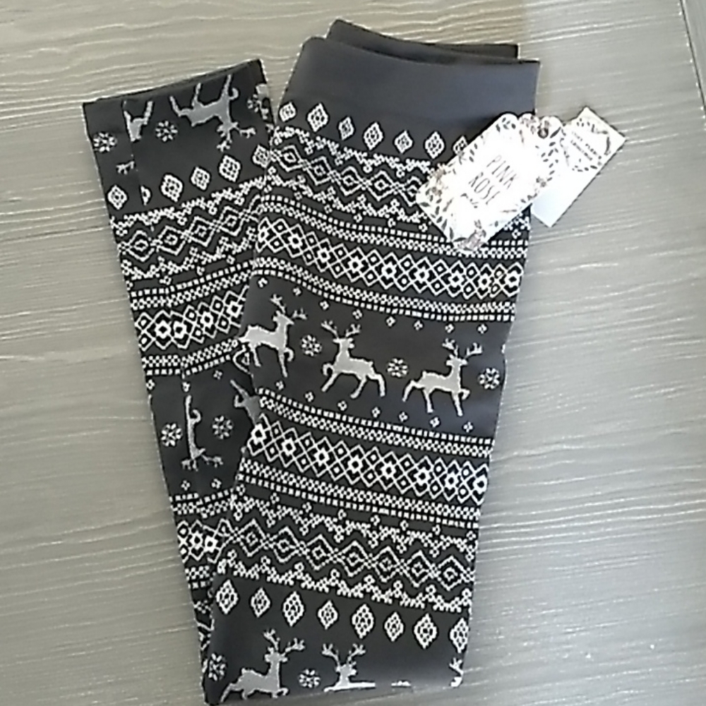 Pink Rose fleece leggings